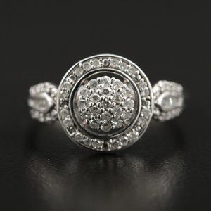Diamond Cluster Halo Ring in 10k White Gold
